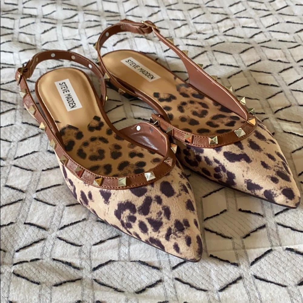 Steve Madden Studded Animal Print Flats